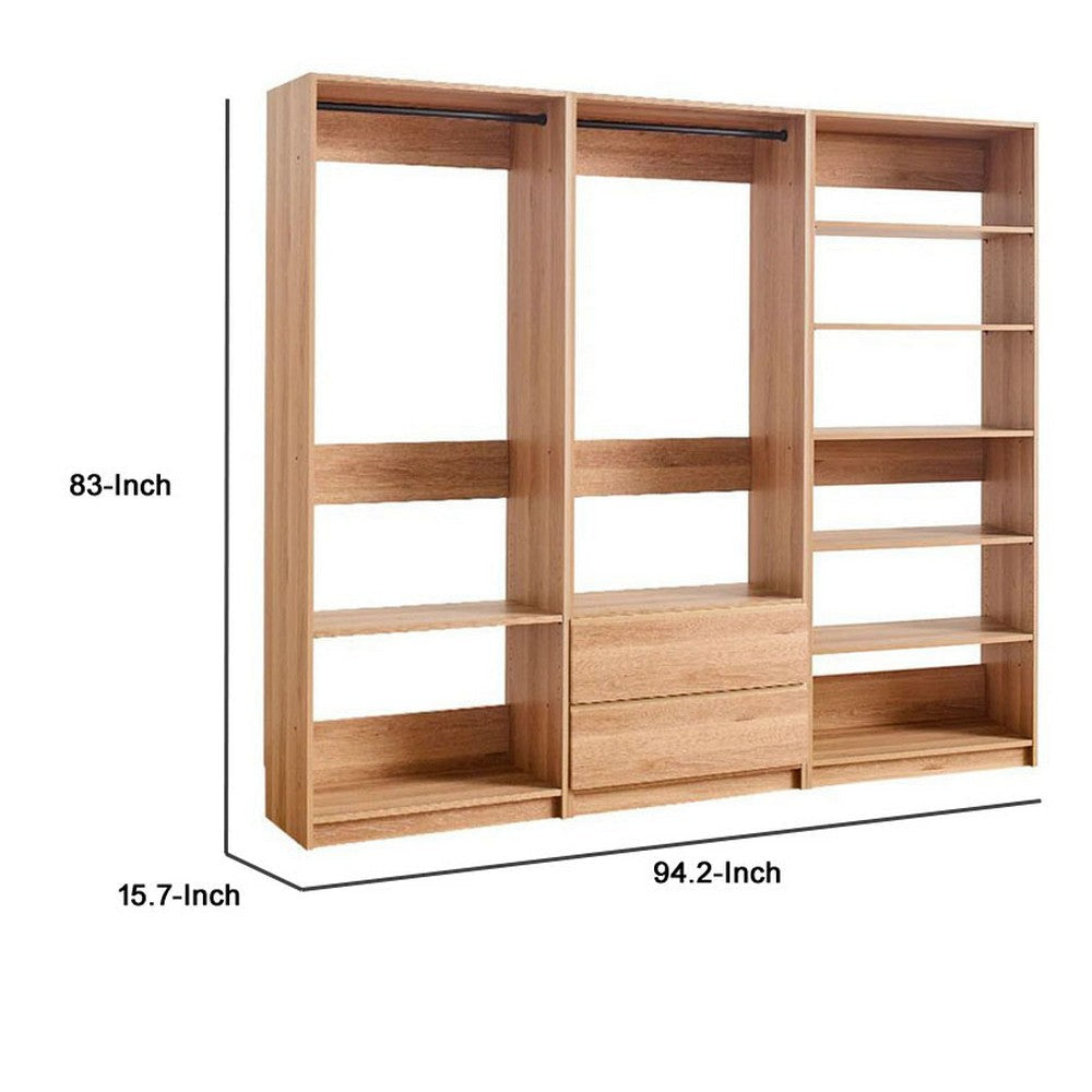 Dee Walk In Closet Modular Freestanding Storage 9 Shelf 2 Drawer Brown BM333327