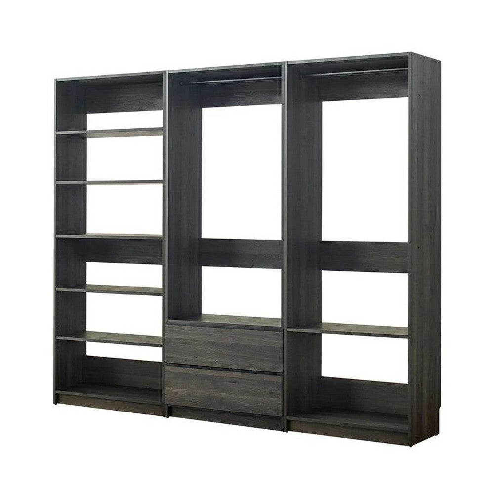 Dee Walk In Closet Modular Freestanding Storage 9 Shelf 2 Drawer Black BM333328