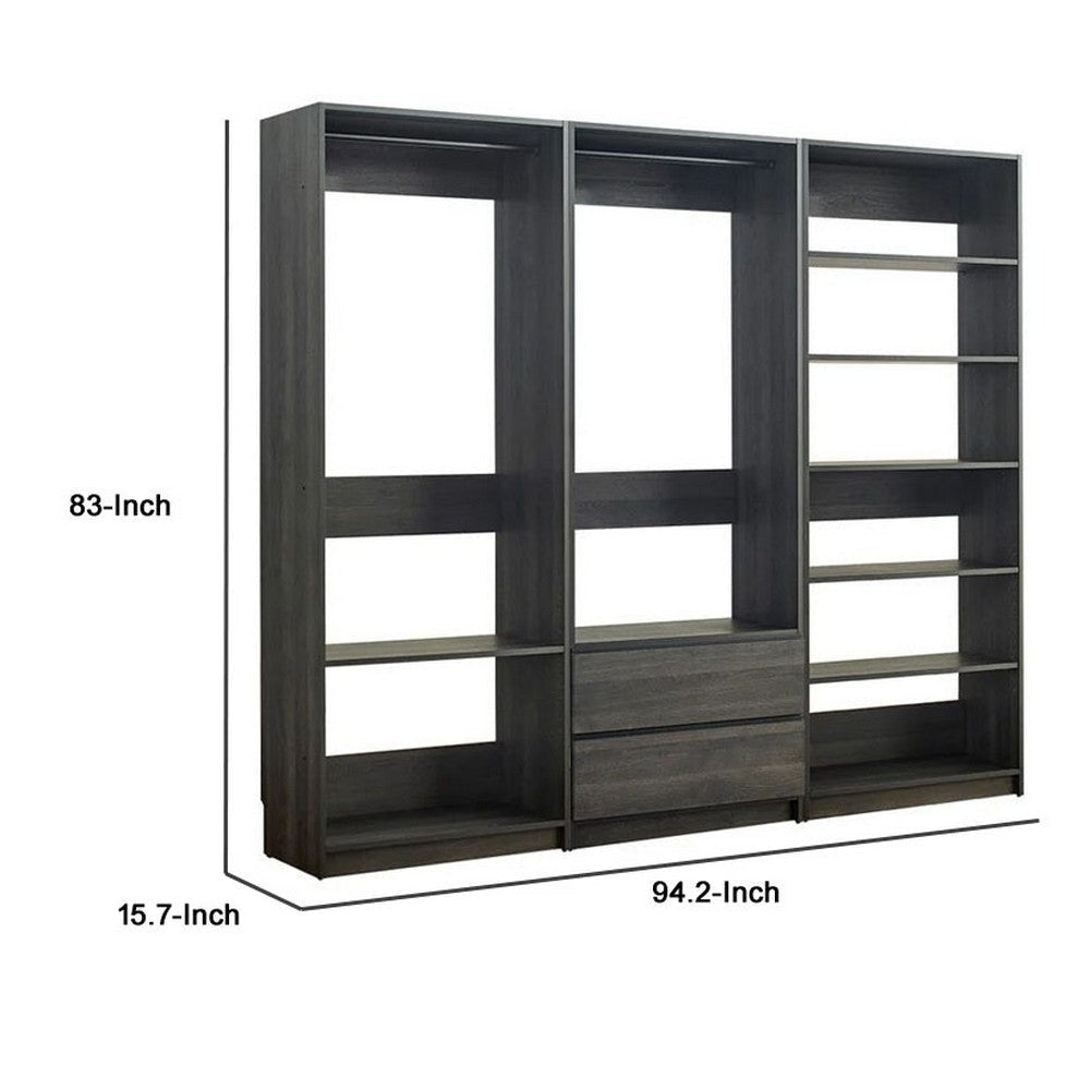 Dee Walk In Closet Modular Freestanding Storage 9 Shelf 2 Drawer Black BM333328