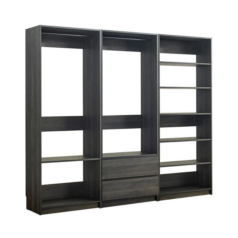 Dee Walk In Closet Modular Freestanding Storage 9 Shelf 2 Drawer Black BM333328