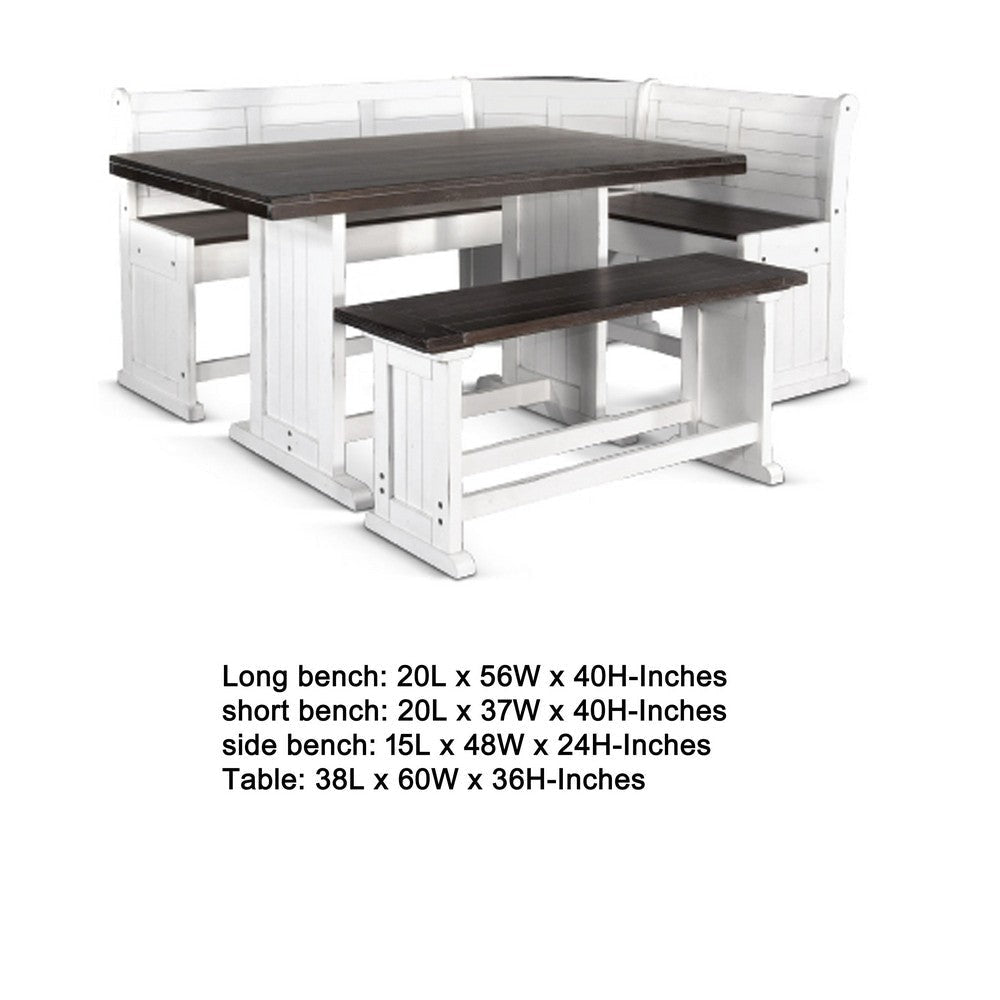Orso 4pc Counter Height Breakfast Nook Dining Table Off White Brown BM333332