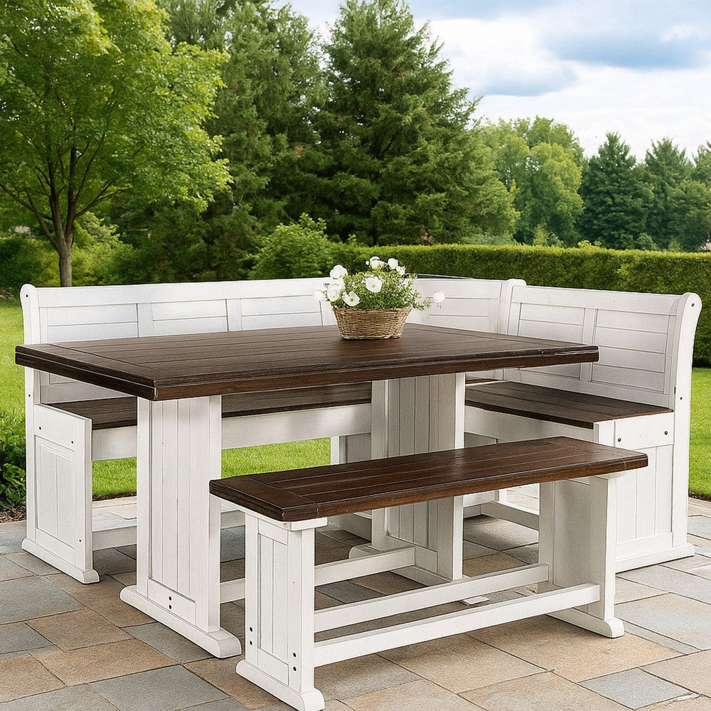 Orso 4pc Counter Height Breakfast Nook Dining Table, Off White Brown