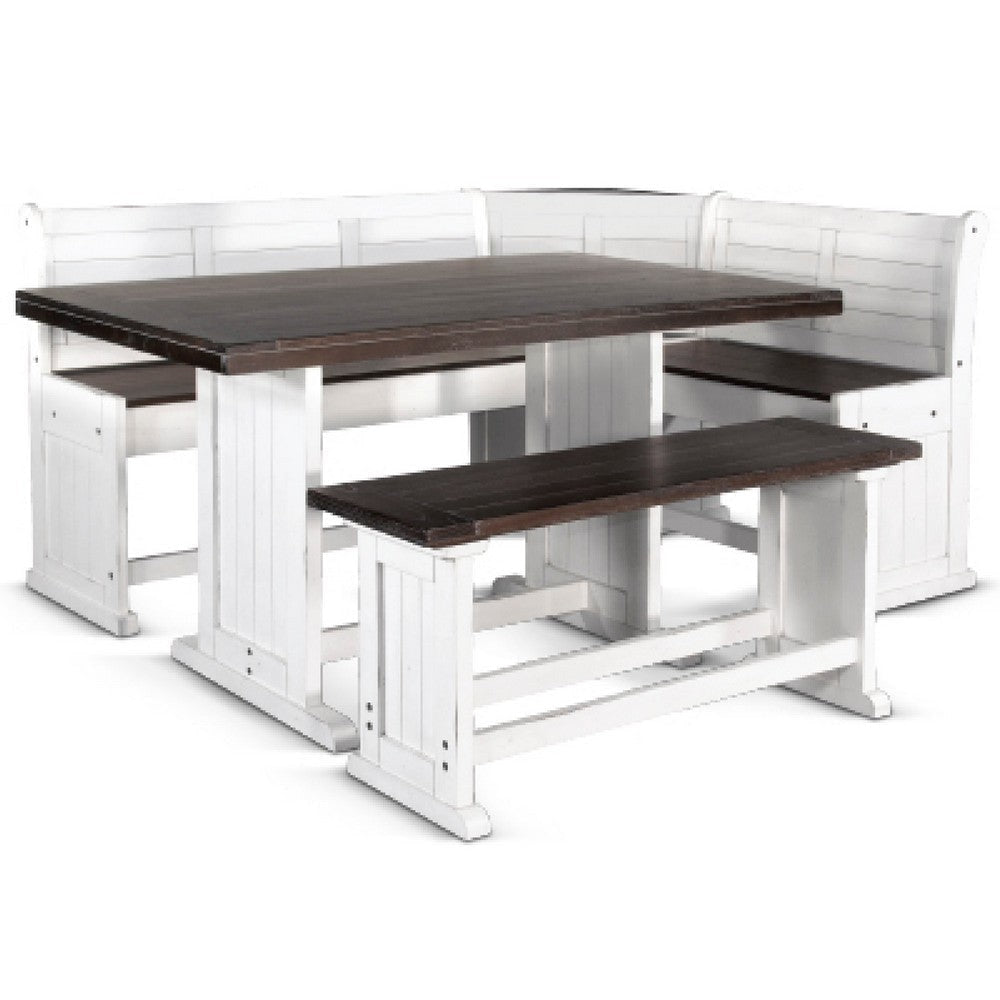 Orso 4pc Counter Height Breakfast Nook Dining Table, Off White Brown