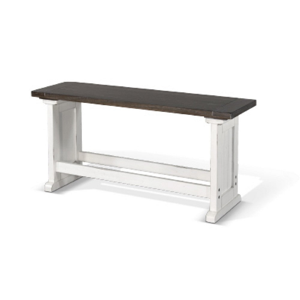 Orso Counter Height Dining Bench Farmhouse Off White Brown 48 Inch BM333333
