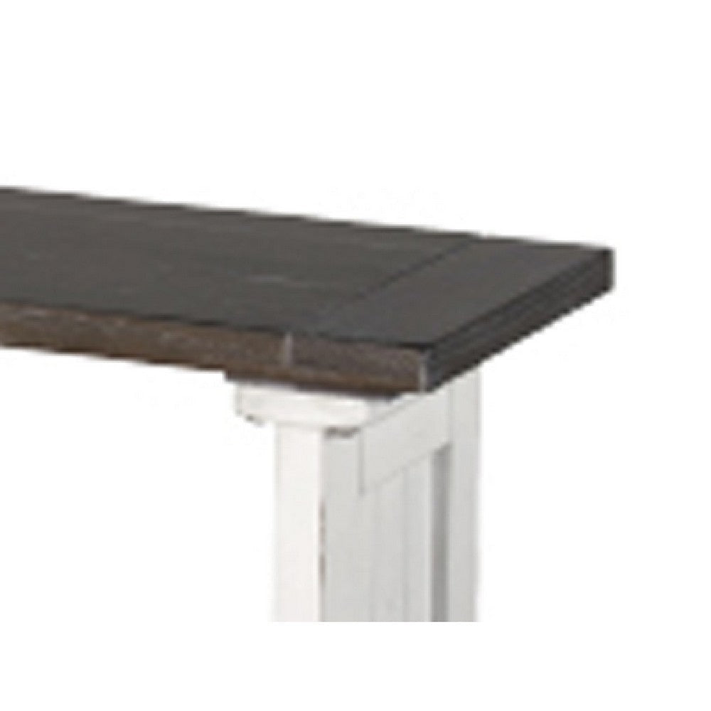 Orso Counter Height Dining Bench Farmhouse Off White Brown 48 Inch BM333333