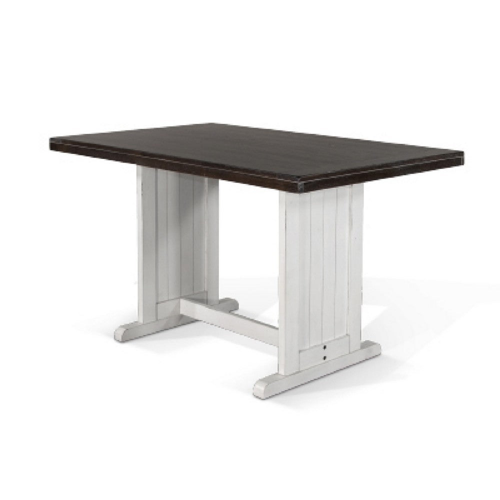 Orso Counter Height Dining Table | 60" Rectangular | Off White Brown