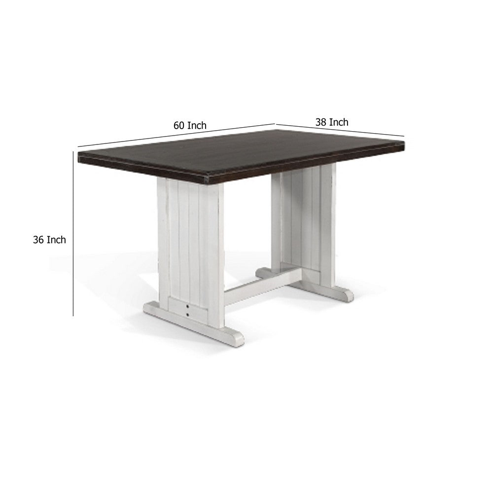 Orso Counter Height Dining Table | 60" Rectangular | Off White Brown