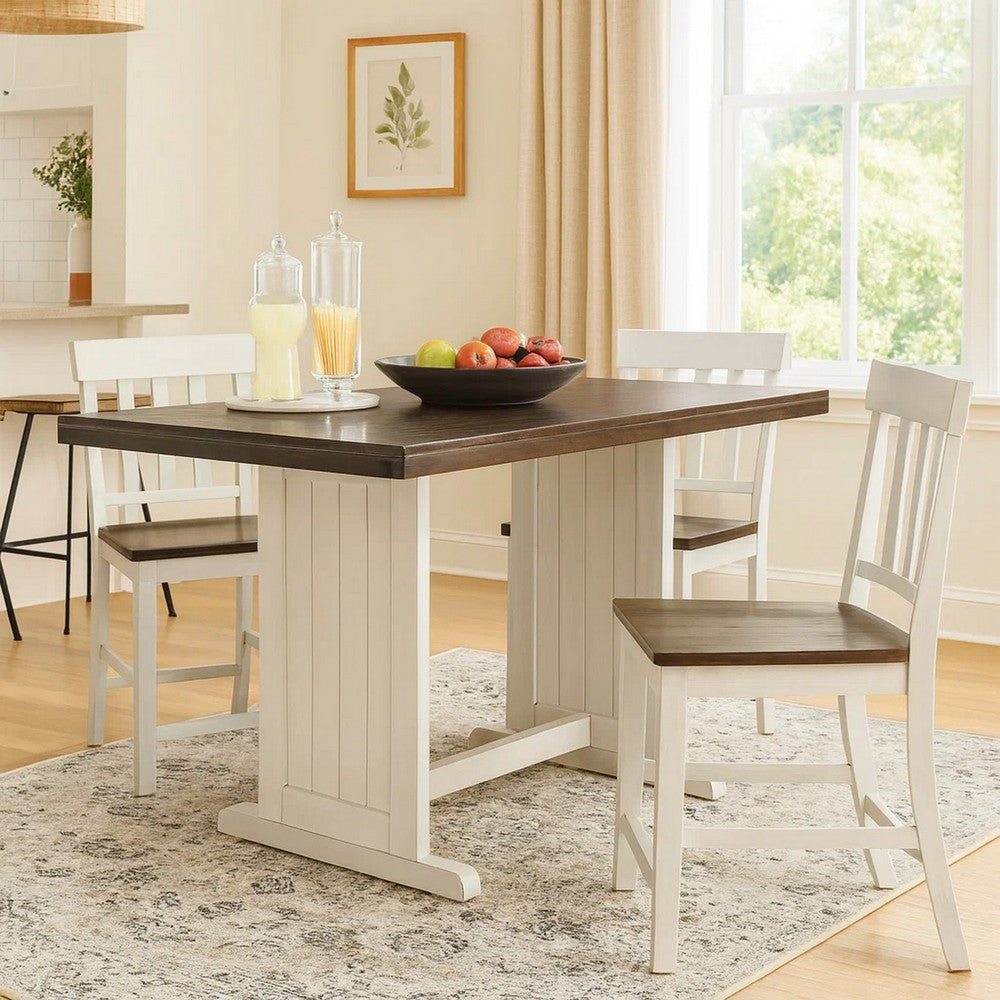 Orso Counter Height Dining Table | 60" Rectangular | Off White Brown