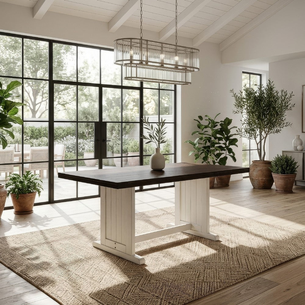 Orso Counter Height Dining Table | 60" Rectangular | Off White Brown