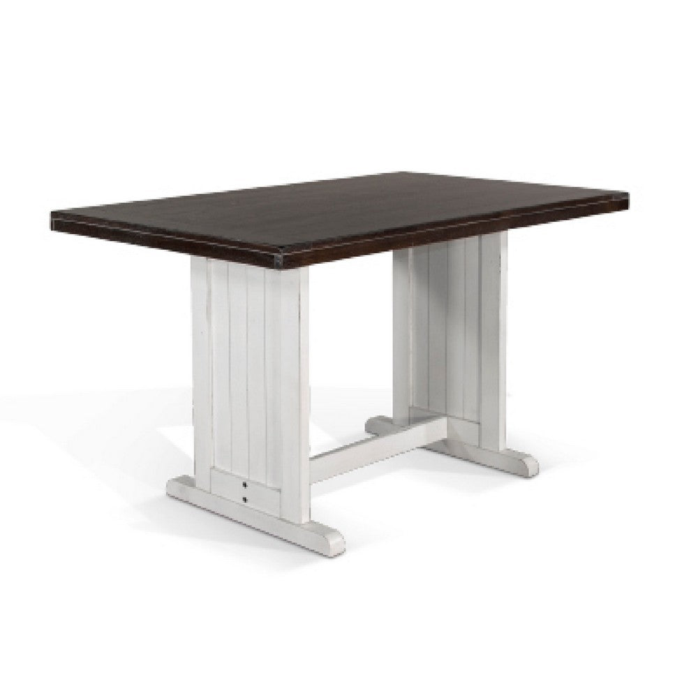 Orso Counter Height Dining Table | 60" Rectangular | Off White Brown