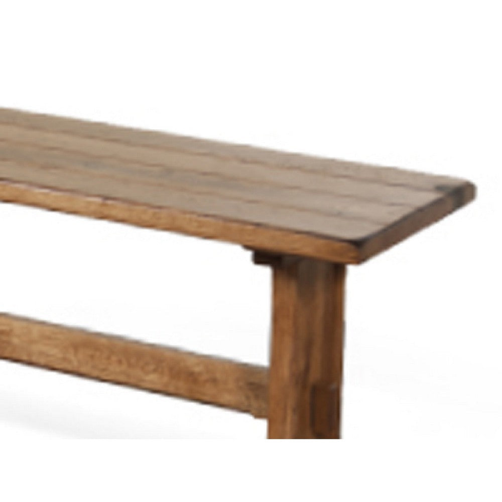 Marv Dining Bench | Trestle Base | Light Brown Mindi Wood 46’’ BM333335