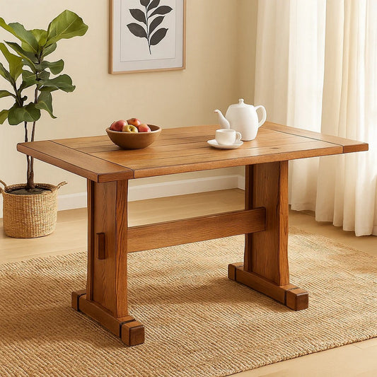 Marv Dining Table | 50" Rectangular | Farmhouse Light Brown Mindi Wood