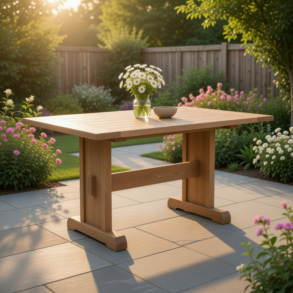 Marv Dining Table | 50" Rectangular | Farmhouse Light Brown Mindi Wood
