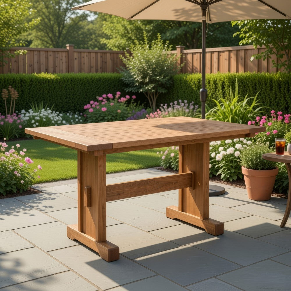 Marv Dining Table | 50" Rectangular | Farmhouse Light Brown Mindi Wood