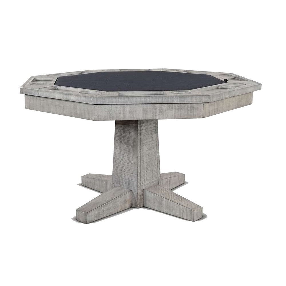 Zeka Game Table w Reversible Dining Top | Gray Mahogany Wood 53"