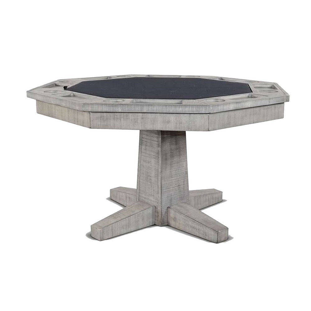 Zeka Game Table w Reversible Dining Top | Gray Mahogany Wood 53"
