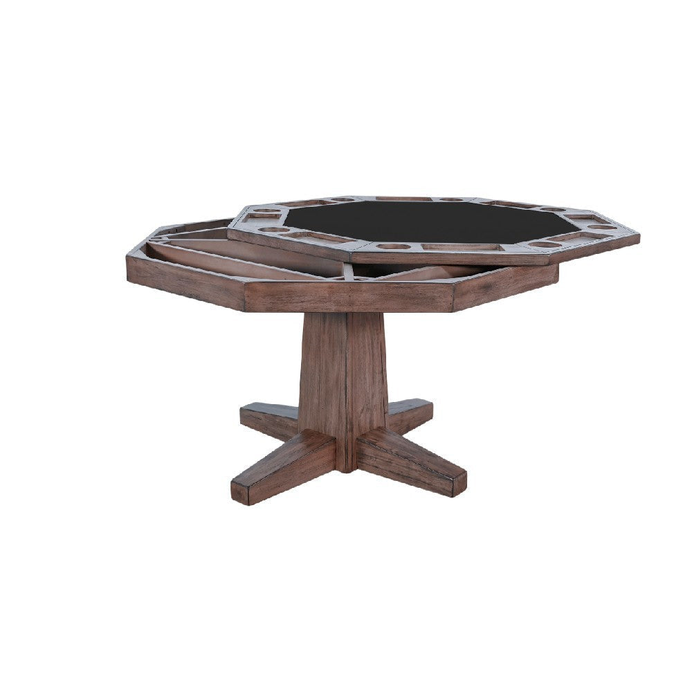 Yael Game Table w Reversible 53 Inch Black Felt Tabletop Brown Mahogany Wood BM333338