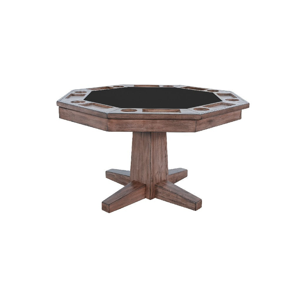 Yael Game Table w Reversible 53 Inch Black Felt Tabletop Brown Mahogany Wood BM333338