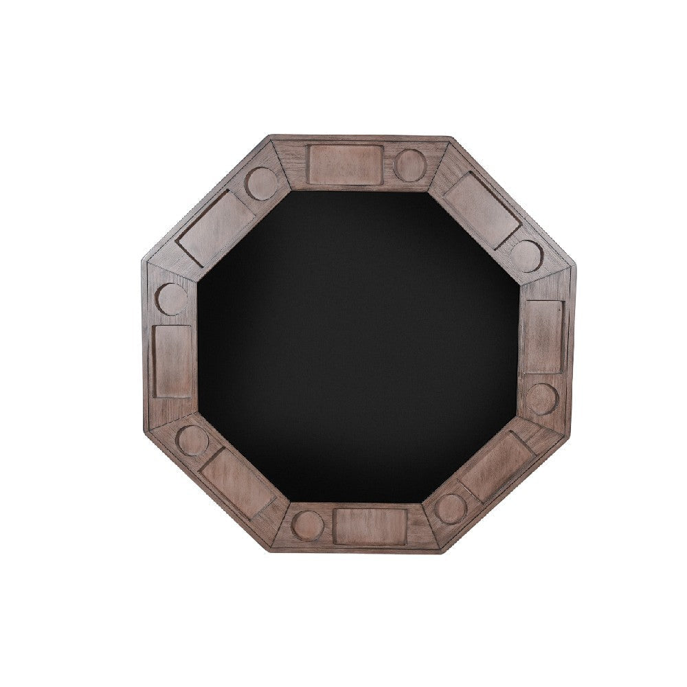 Yael Game Table w Reversible 53 Inch Black Felt Tabletop Brown Mahogany Wood BM333338