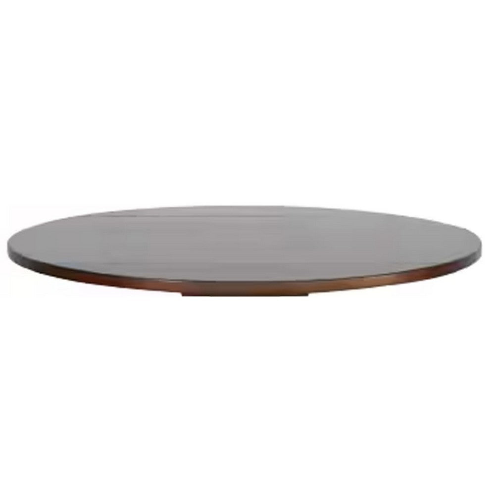 Camie Dining Table | 40" Brown Round Top w Drop Leafs | Rustic Gray