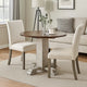 Camie Dining Table | 40" Brown Round Top w Drop Leafs | Rustic Gray