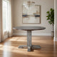 Camie Dining Table | 40" Brown Round Top w Drop Leafs | Rustic Gray