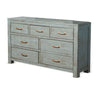 Rany Wide Dresser | 7 Drawers | Bronze Metal | Blue Mahogany Wood BM333341
