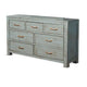 Rany Wide Dresser | 7 Drawers | Bronze Metal | Blue Mahogany Wood BM333341