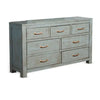 Rany Wide Dresser | 7 Drawers | Bronze Metal | Blue Mahogany Wood