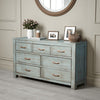 Rany Wide Dresser | 7 Drawers | Bronze Metal | Blue Mahogany Wood