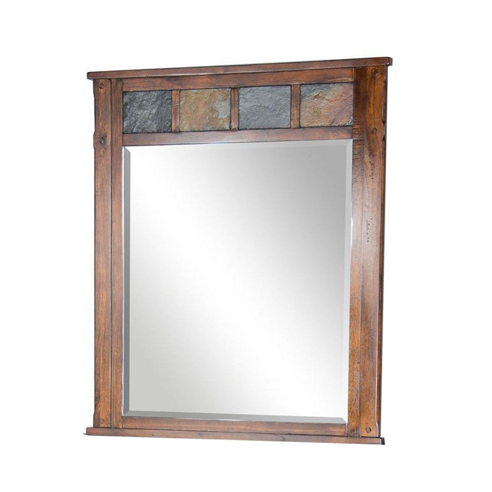 Odel Vanity Dresser Mirror | Natural Slate Inlay | Dark Brown 46’’ BM333342
