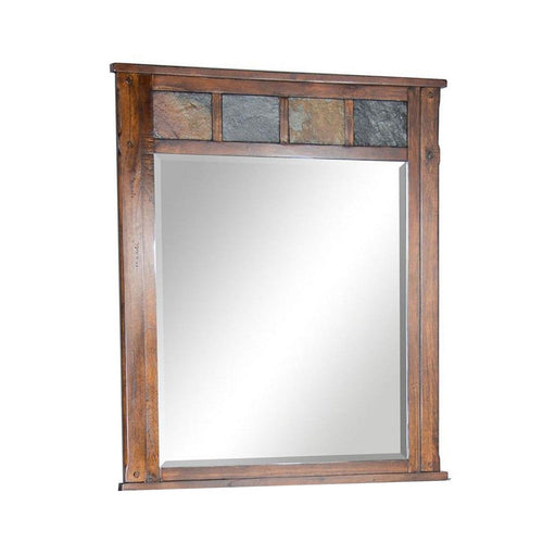 Odel Vanity Dresser Mirror | Natural Slate Inlay | Dark Brown 46"