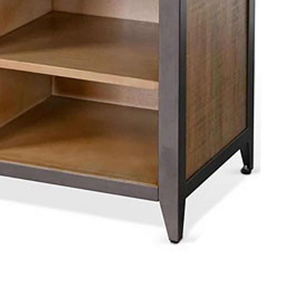 Ayka TV Stand Media Cabinet | Black Metal | Antique Brown Wood 63’’ BM333348