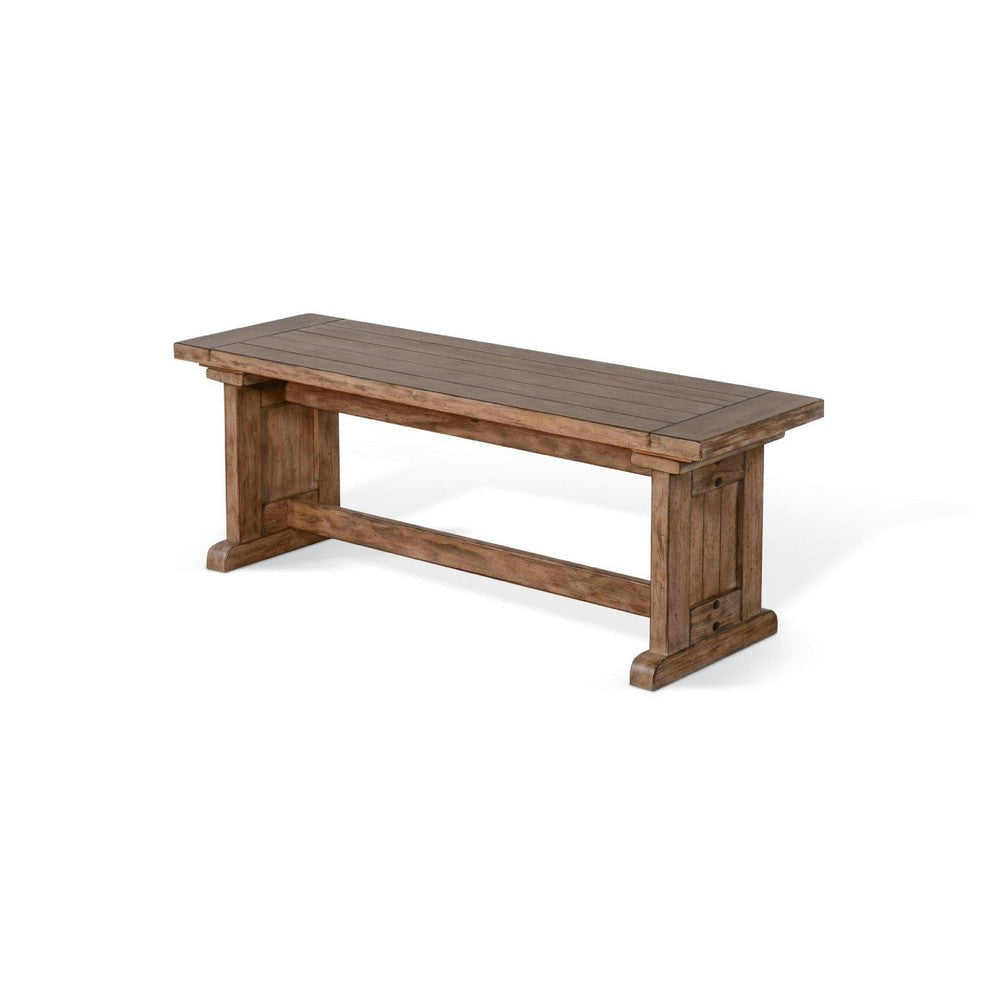 Yael Side Dining Bench | Plank Seat | Light Brown Mahogany Wood 48’’ BM333349