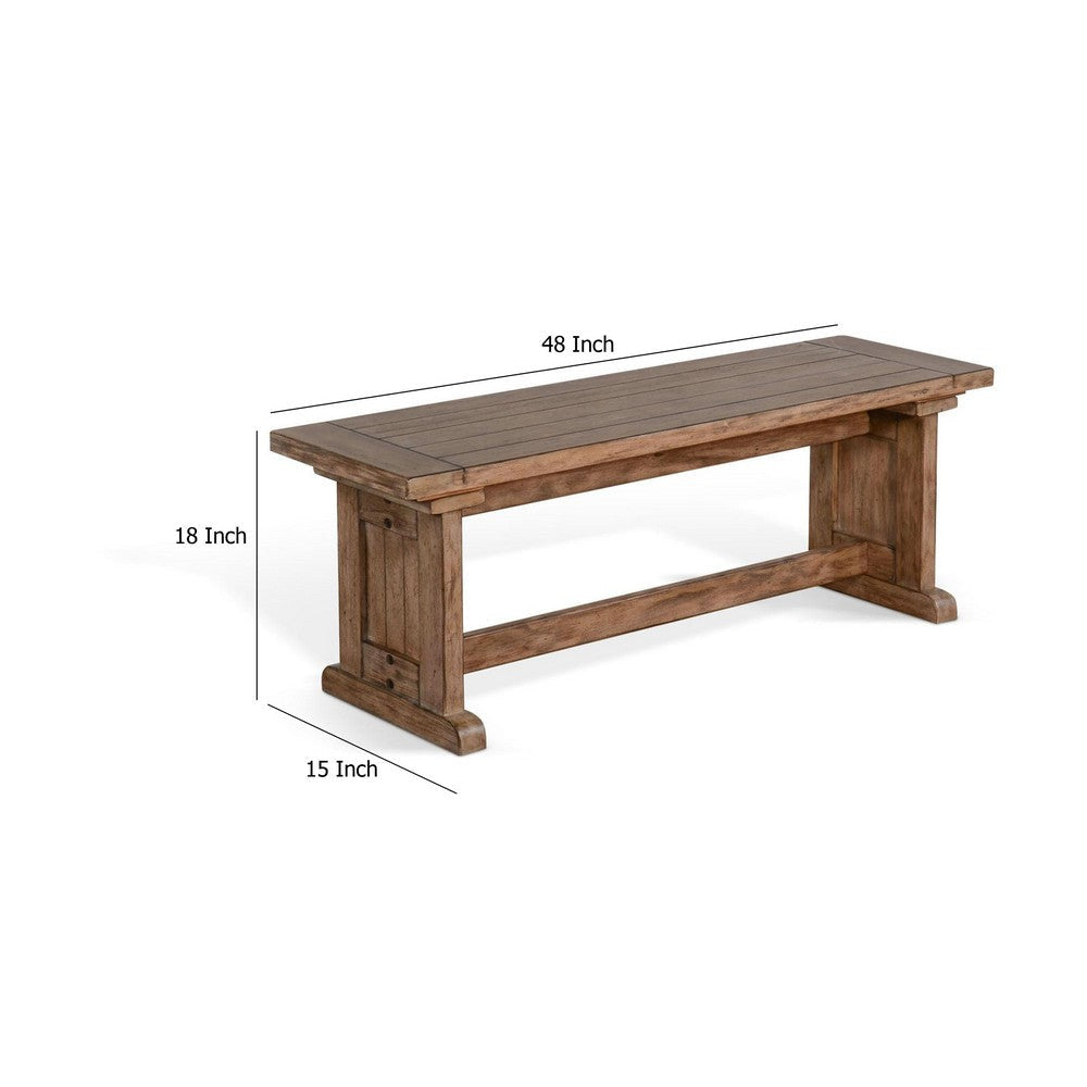 Yael Side Dining Bench | Plank Seat | Light Brown Mahogany Wood 48’’ BM333349