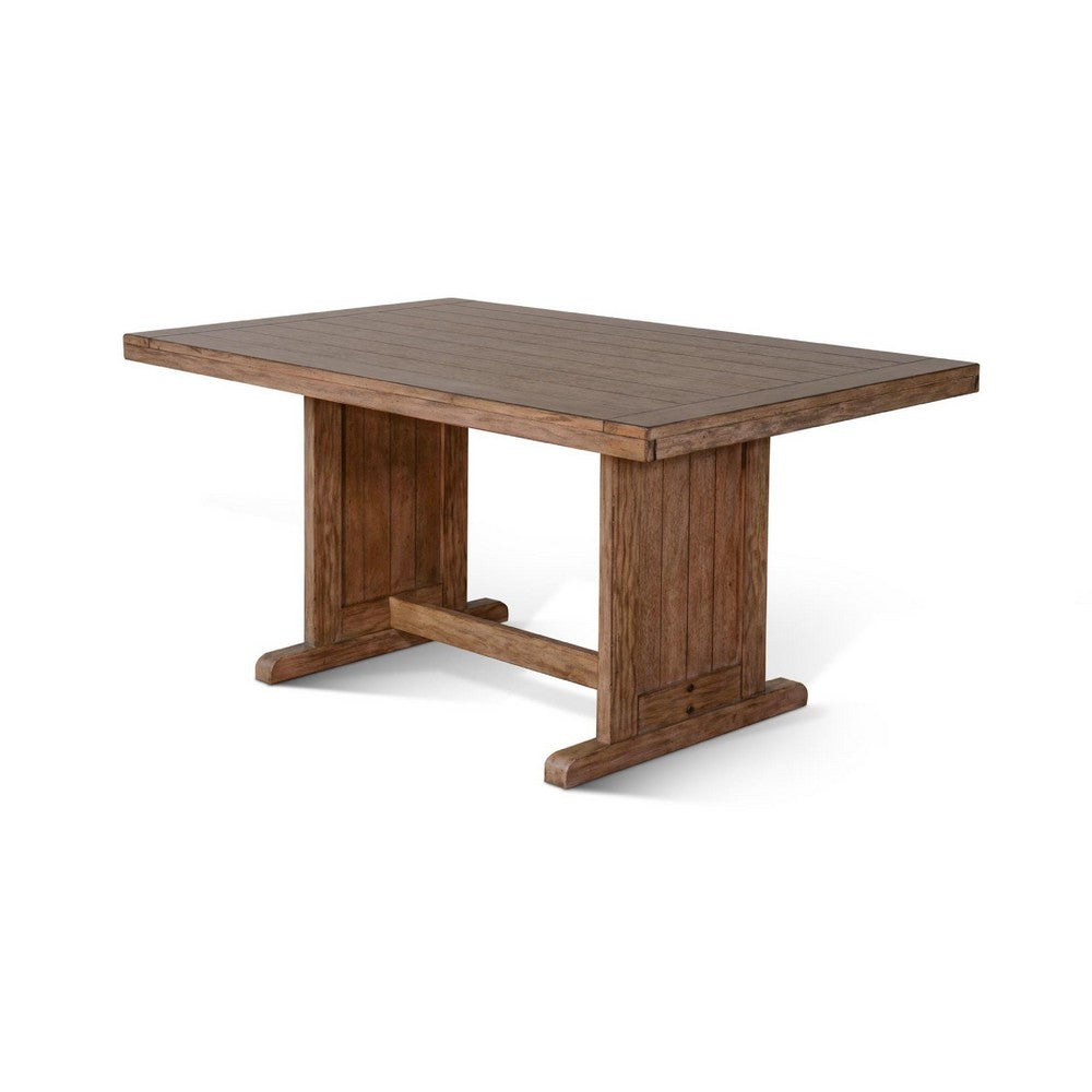 Yael Dining Table | 60" Rectangular Plank Top | Light Brown Mahogany