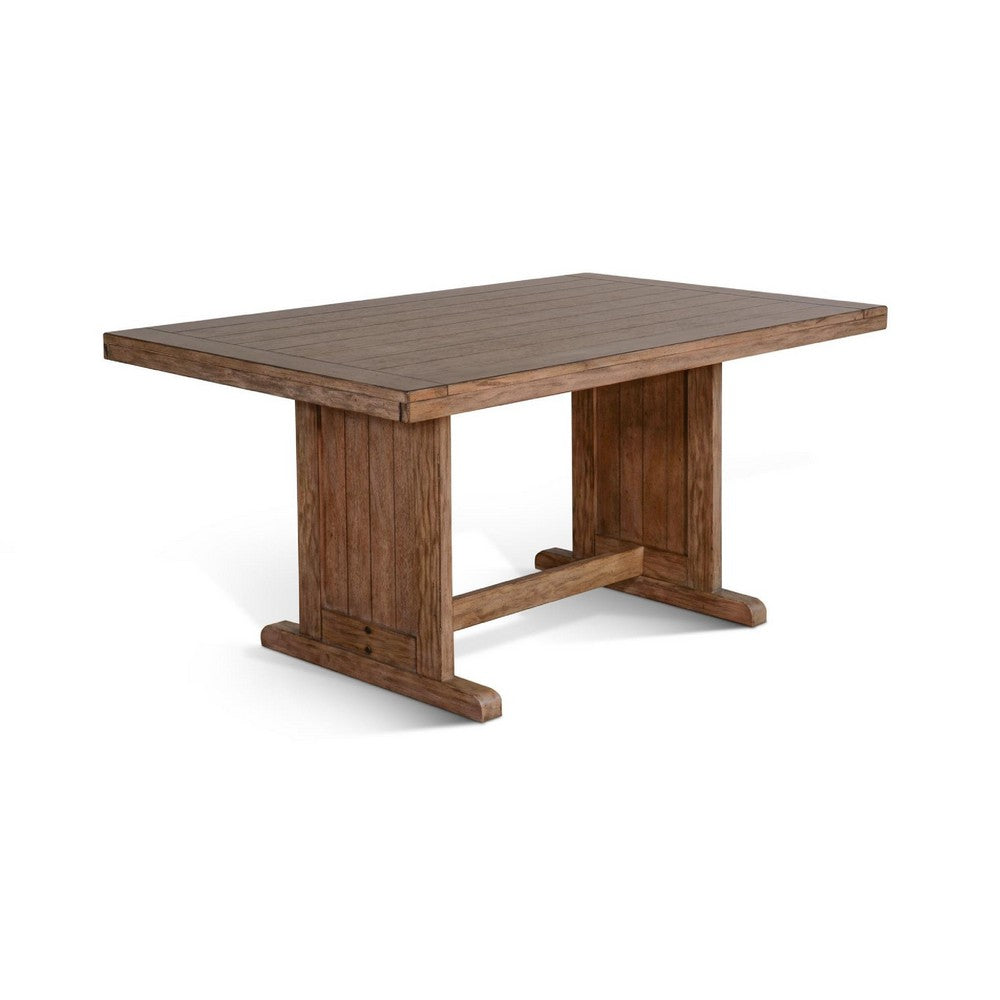 Yael Dining Table | 60" Rectangular Plank Top | Light Brown Mahogany