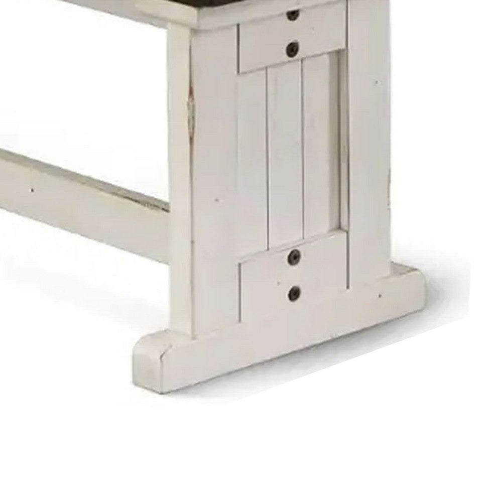 Orso Side Dining Bench | Plank Seat | Off White and Brown Wood 48’’ BM333351