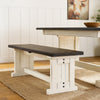 Orso Side Dining Bench | Plank Seat | Off White and Brown Wood 48"