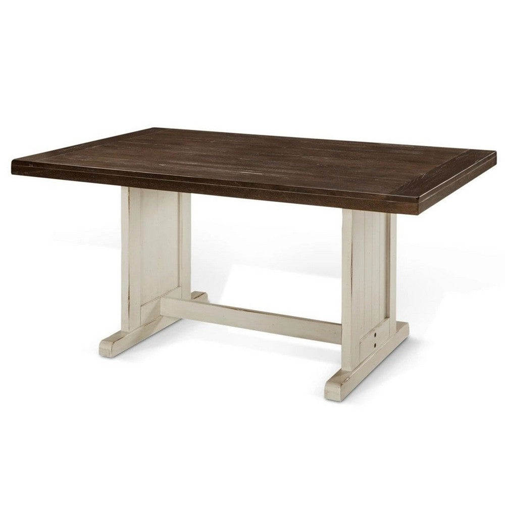 Orso Dining Table | 60" Rectangular Plank Top | Off White and Brown
