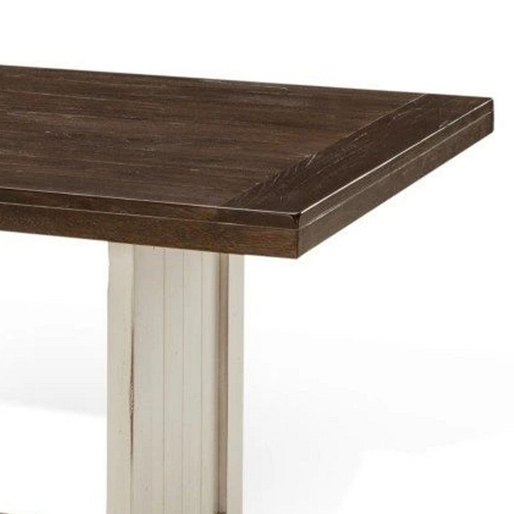Orso Dining Table | 60" Rectangular Plank Top | Off White and Brown