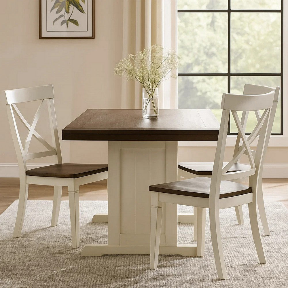 Orso Dining Table | 60" Rectangular Plank Top | Off White and Brown