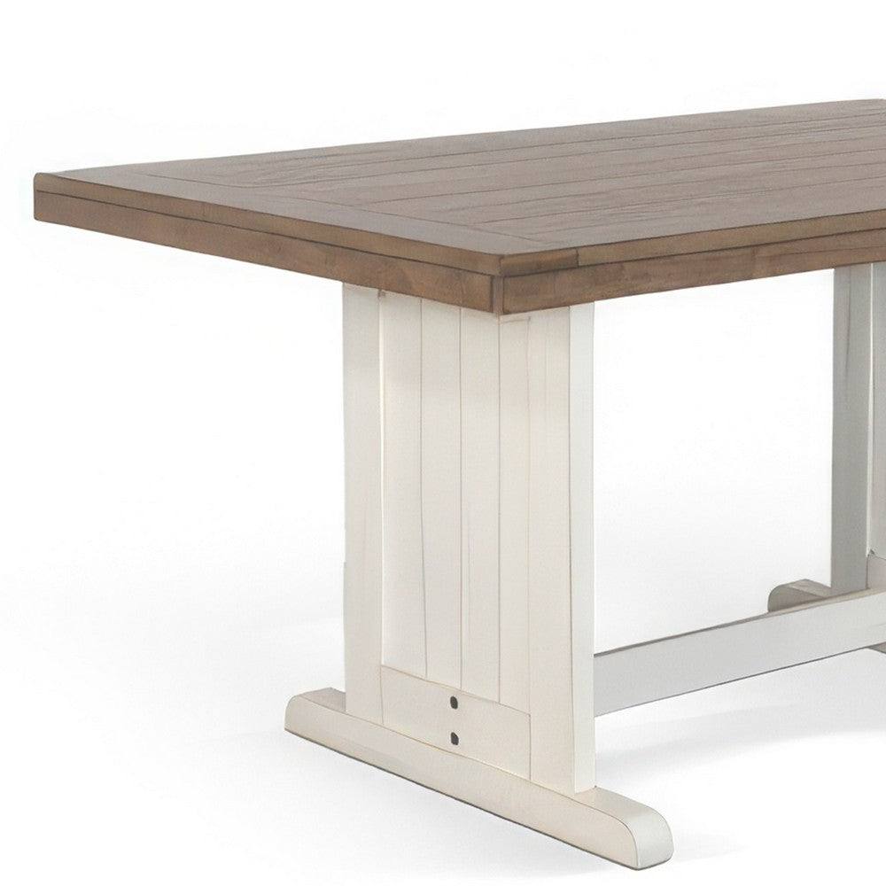 Dean Dining Table | 60" Rectangular Plank Top | Off White and Brown