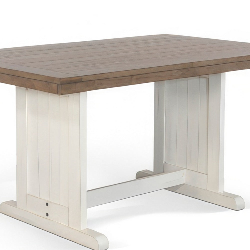 Dean Dining Table | 60" Rectangular Plank Top | Off White and Brown