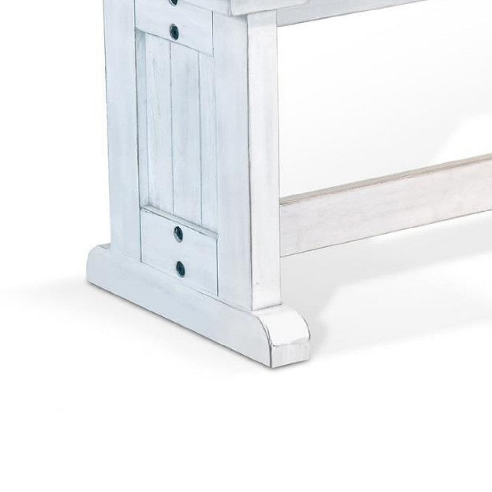Sime Side Dining Bench | Plank Style | Off White Mahogany Wood 48’’ BM333355