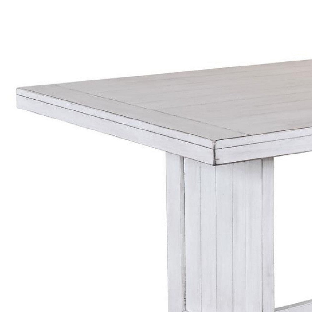 Sime Dining Table | 60" Rectangular Plank Top Off White Mahogany Wood