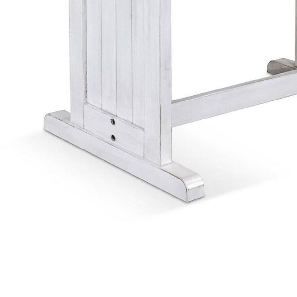 Sime Dining Table | 60" Rectangular Plank Top Off White Mahogany Wood
