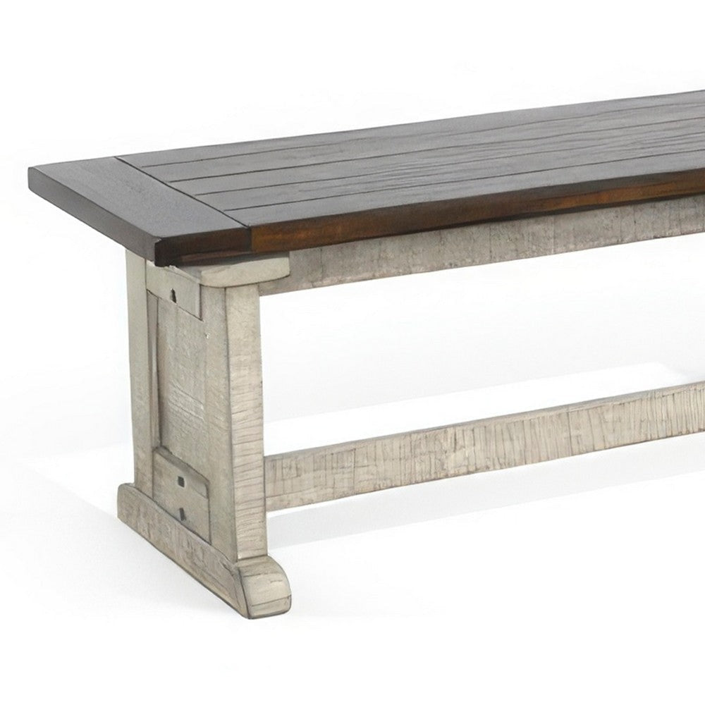 Camie Side Dining Bench | Plank Dark Brown Gray Mahogany Wood 48’’ BM333357