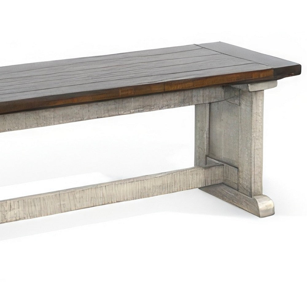 Camie Side Dining Bench | Plank Dark Brown Gray Mahogany Wood 48’’ BM333357