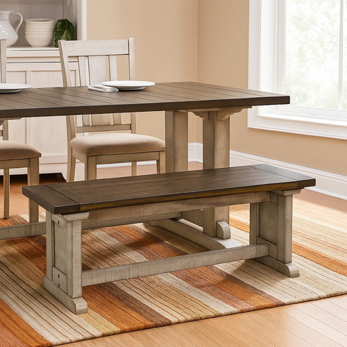 Camie Side Dining Bench | Plank Dark Brown Gray Mahogany Wood 48"